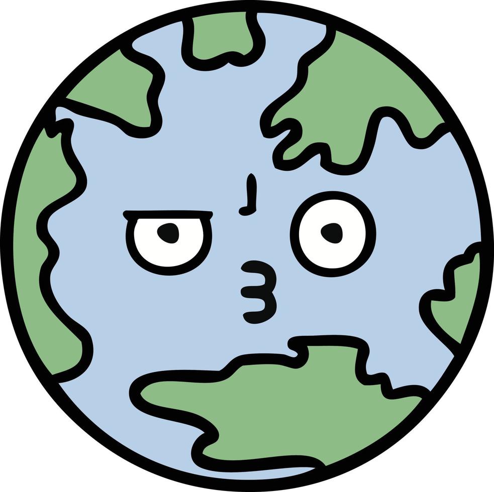 cute cartoon planet earth vector