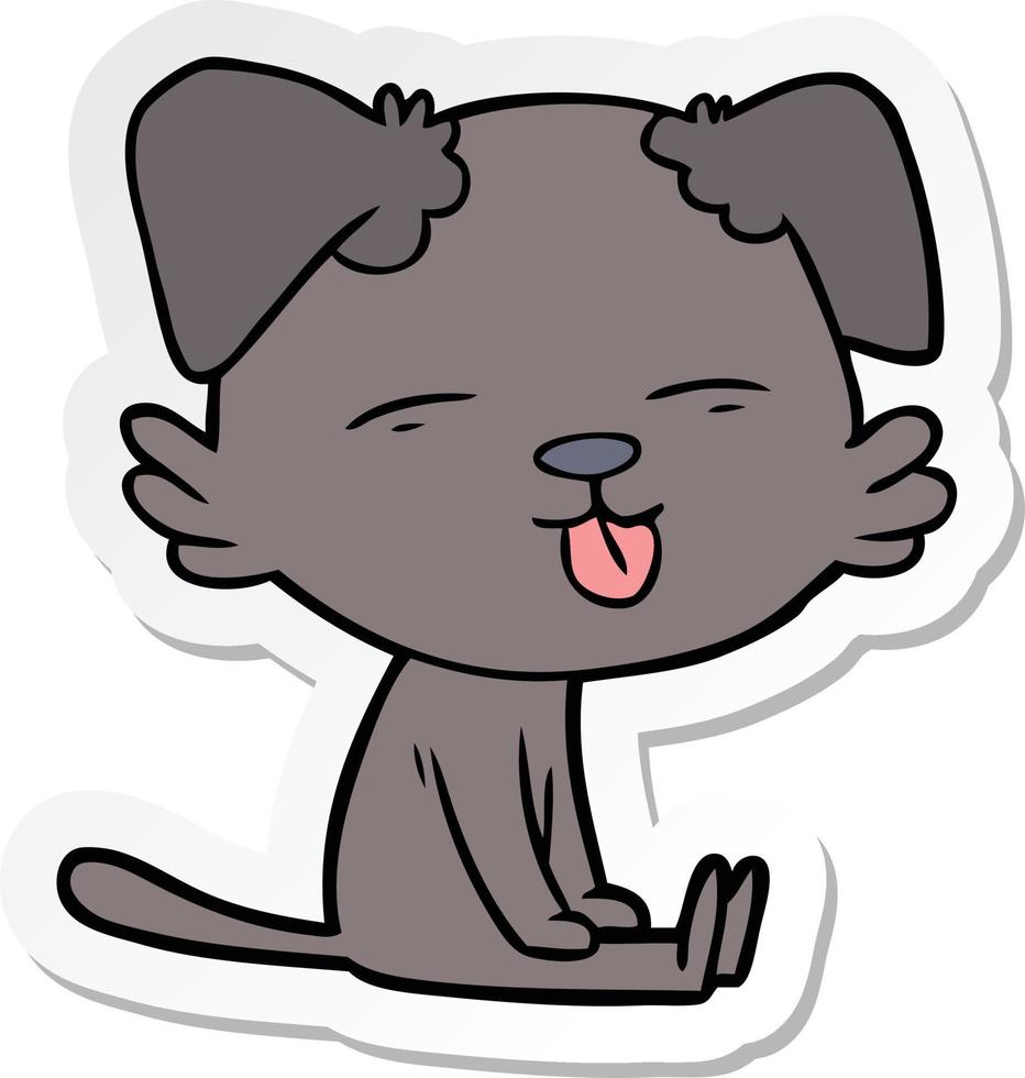 sticker of a cartoon dog sticking out tongue vector
