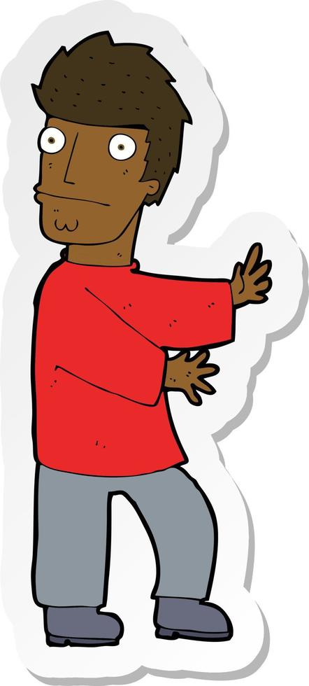 sticker of a cartoon nervous man vector