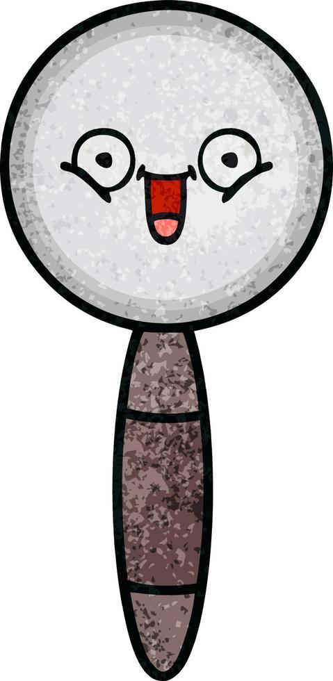 retro grunge texture cartoon magnifying glass vector