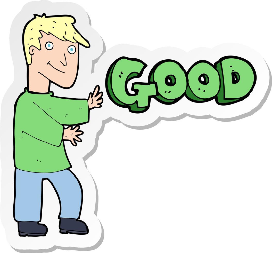 sticker of a cartoon man doing good vector