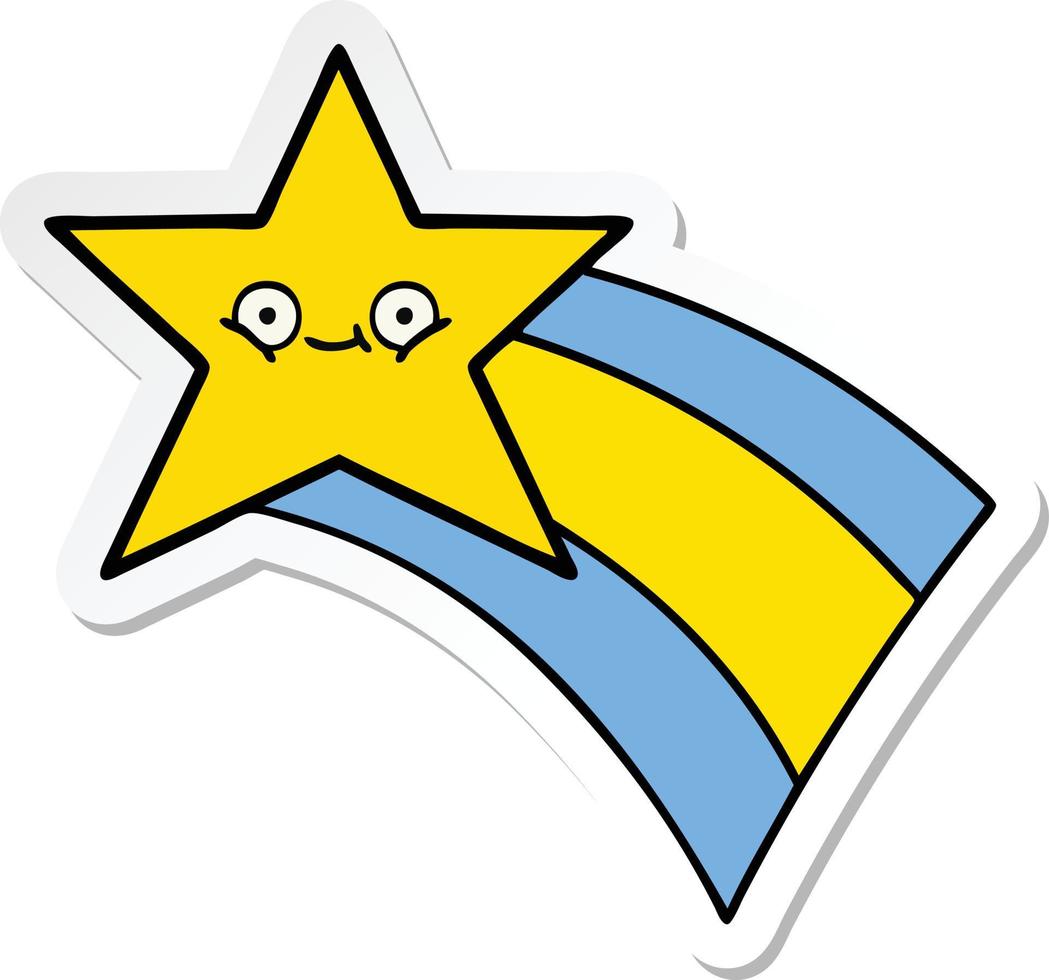 sticker of a cute cartoon shooting rainbow star vector