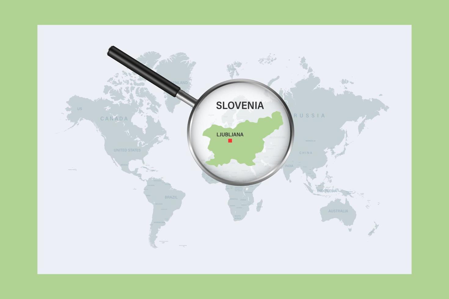 Map Of Slovenia On Political World Map With Magnifying Glass 10410446 Map Of Slovenia On Political World Map With Magnifying Glass Vector 