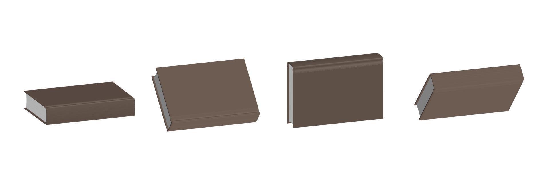 Set of closed brown books in different positions for bookstore vector