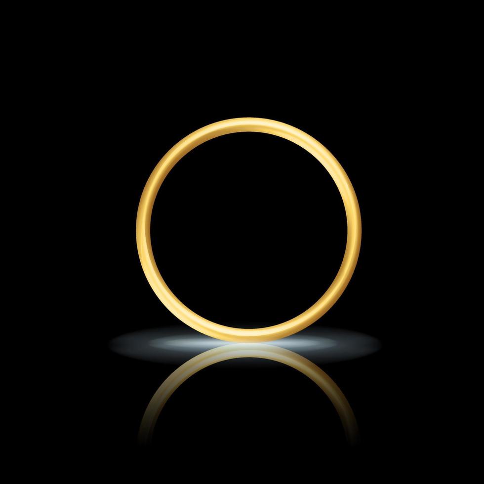 anillo de bodas dorado realista con reflexión aniversario sorpresa romántica vector