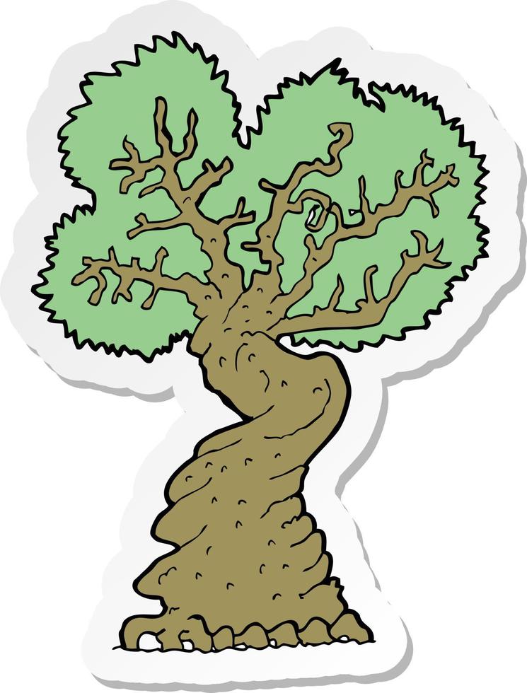 sticker of a cartoon big old tree vector