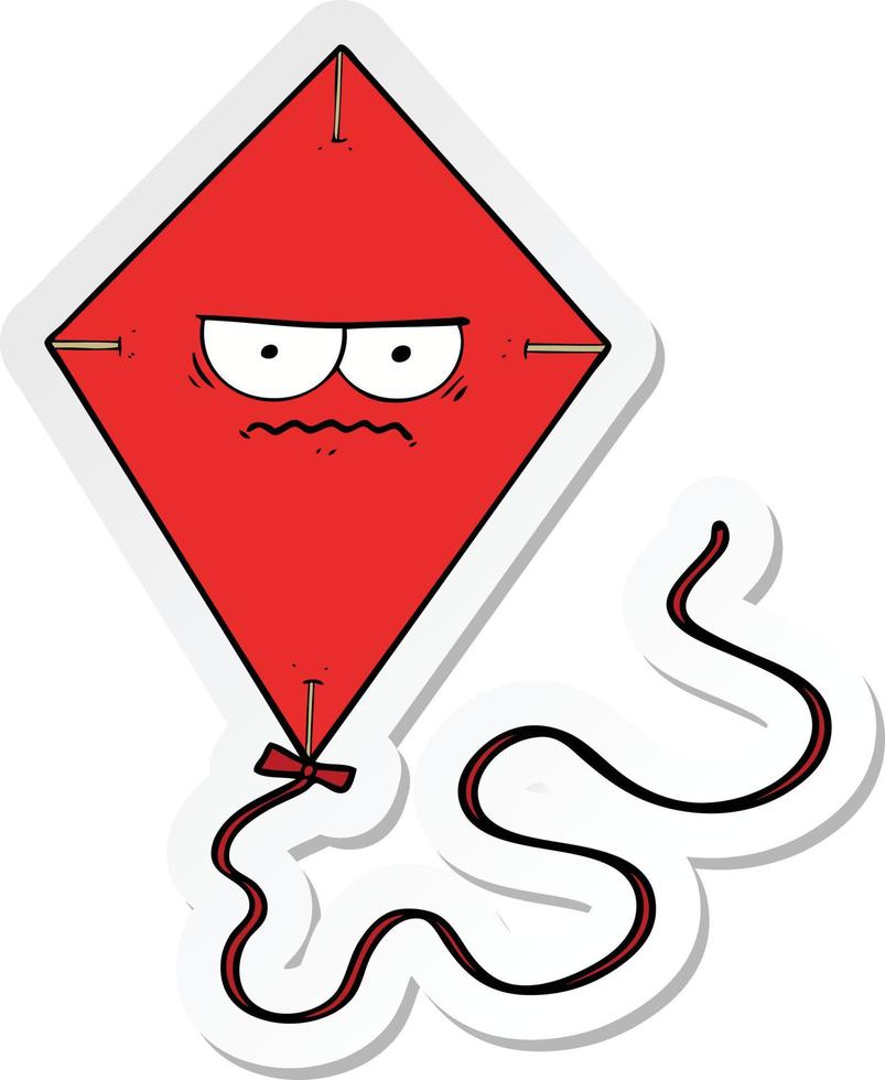 sticker of a cartoon angry kite vector