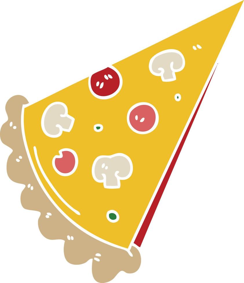 peculiar rebanada de pizza de dibujos animados dibujados a mano vector