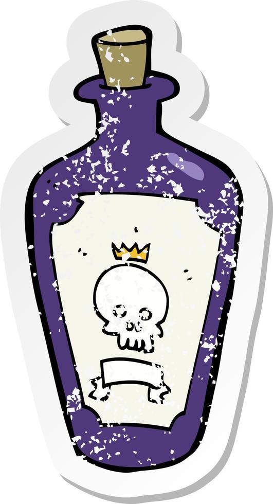 retro distressed sticker of a cartoon poison vector