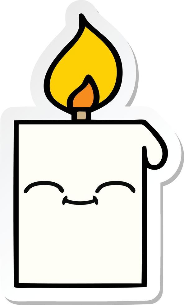sticker of a cute cartoon lit candle vector