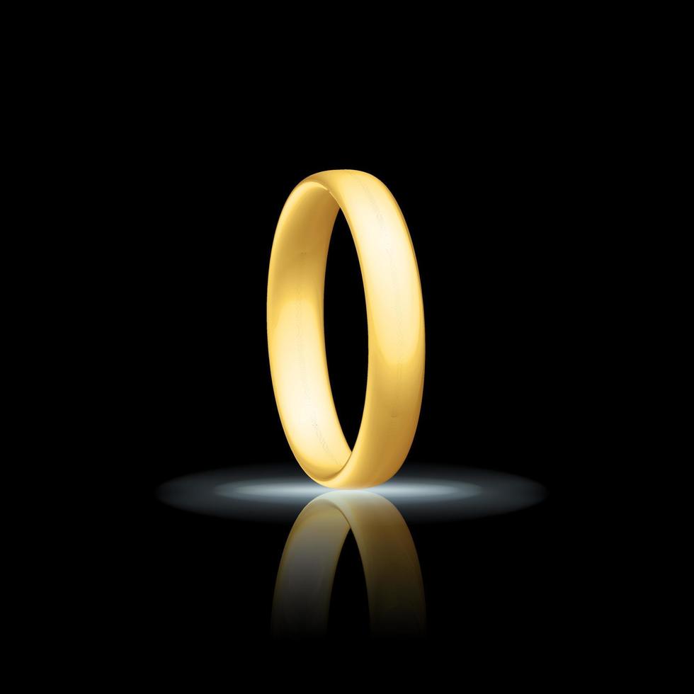 anillo de bodas dorado realista con reflexión aniversario sorpresa romántica vector