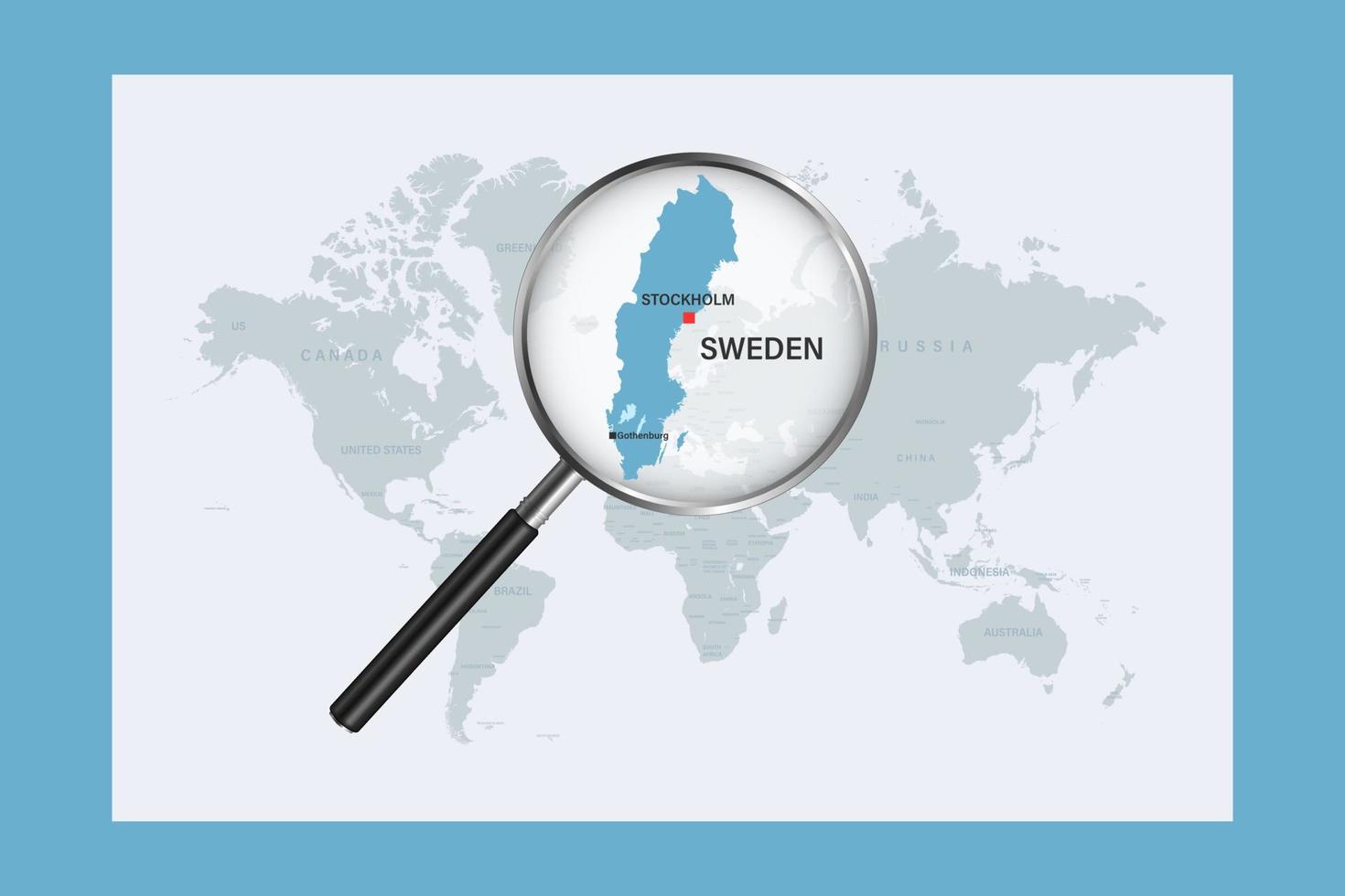 Map Of Sweden On Political World Map With Magnifying Glass 10410752 Map Of Sweden On Political World Map With Magnifying Glass Vector 