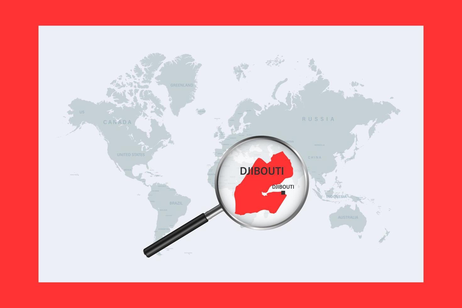 Map Of Djibouti On Political World Map With Magnifying Glass 10410776 Map Of Djibouti On Political World Map With Magnifying Glass Vector 