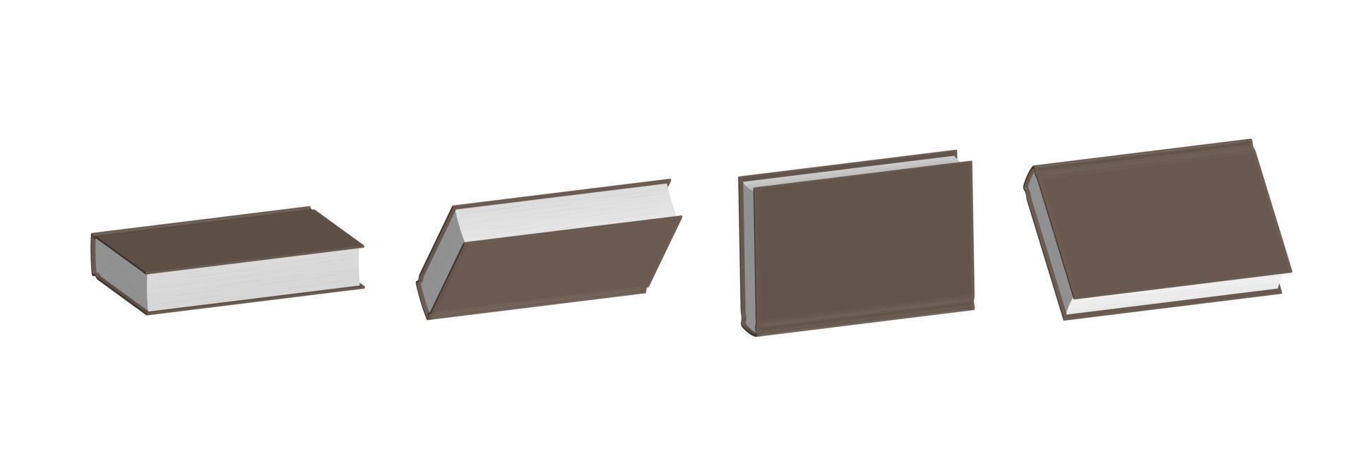 conjunto de libros marrones cerrados en diferentes posiciones para librería vector