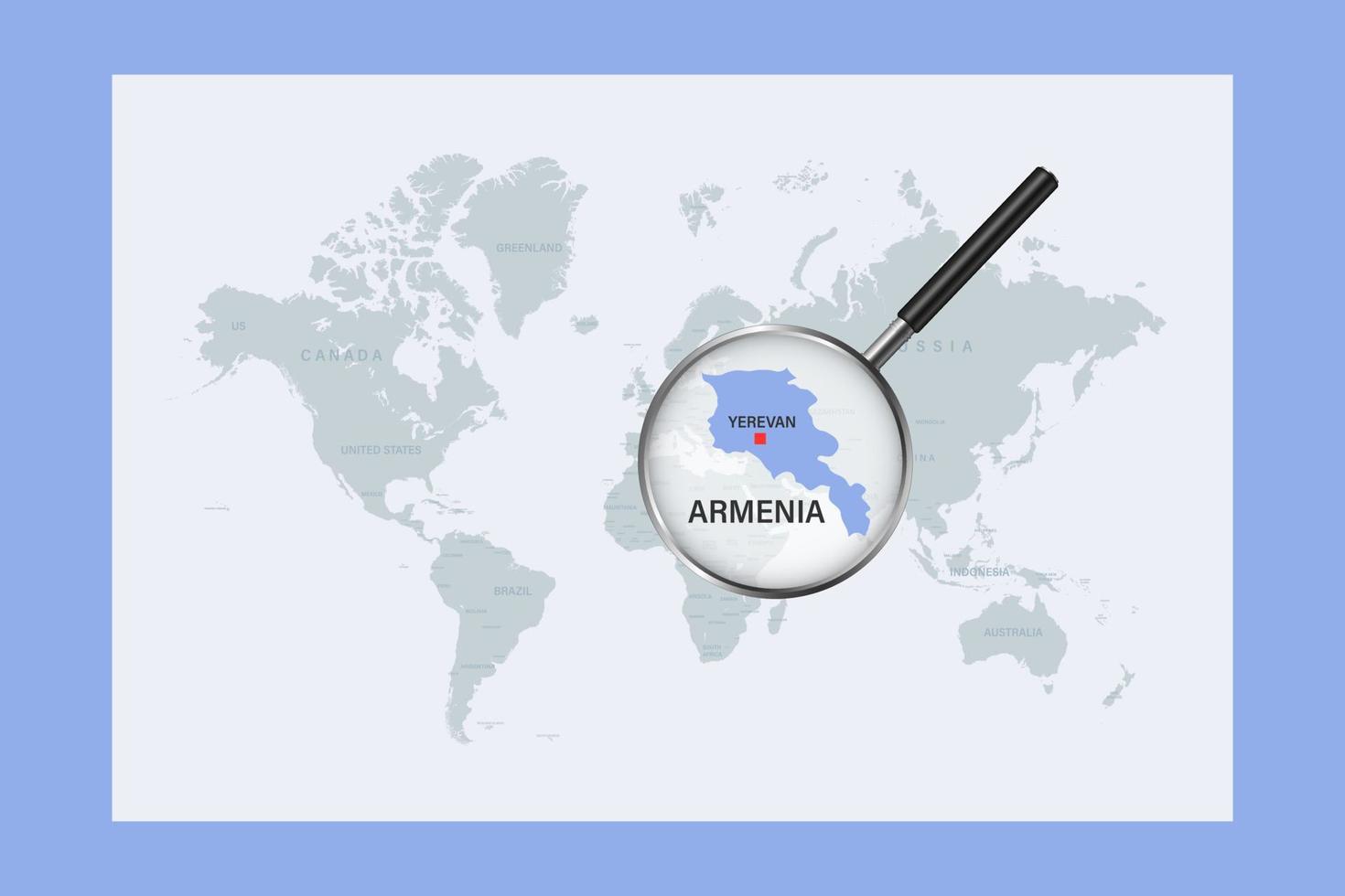 Map of Armenia on political world map with magnifying glass 10410786 Vector Art at Vecteezy