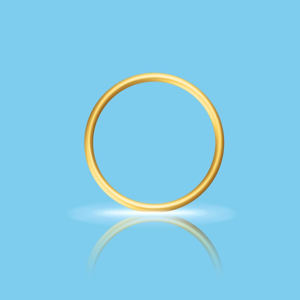 anillo de bodas dorado realista con reflexión aniversario sorpresa romántica vector
