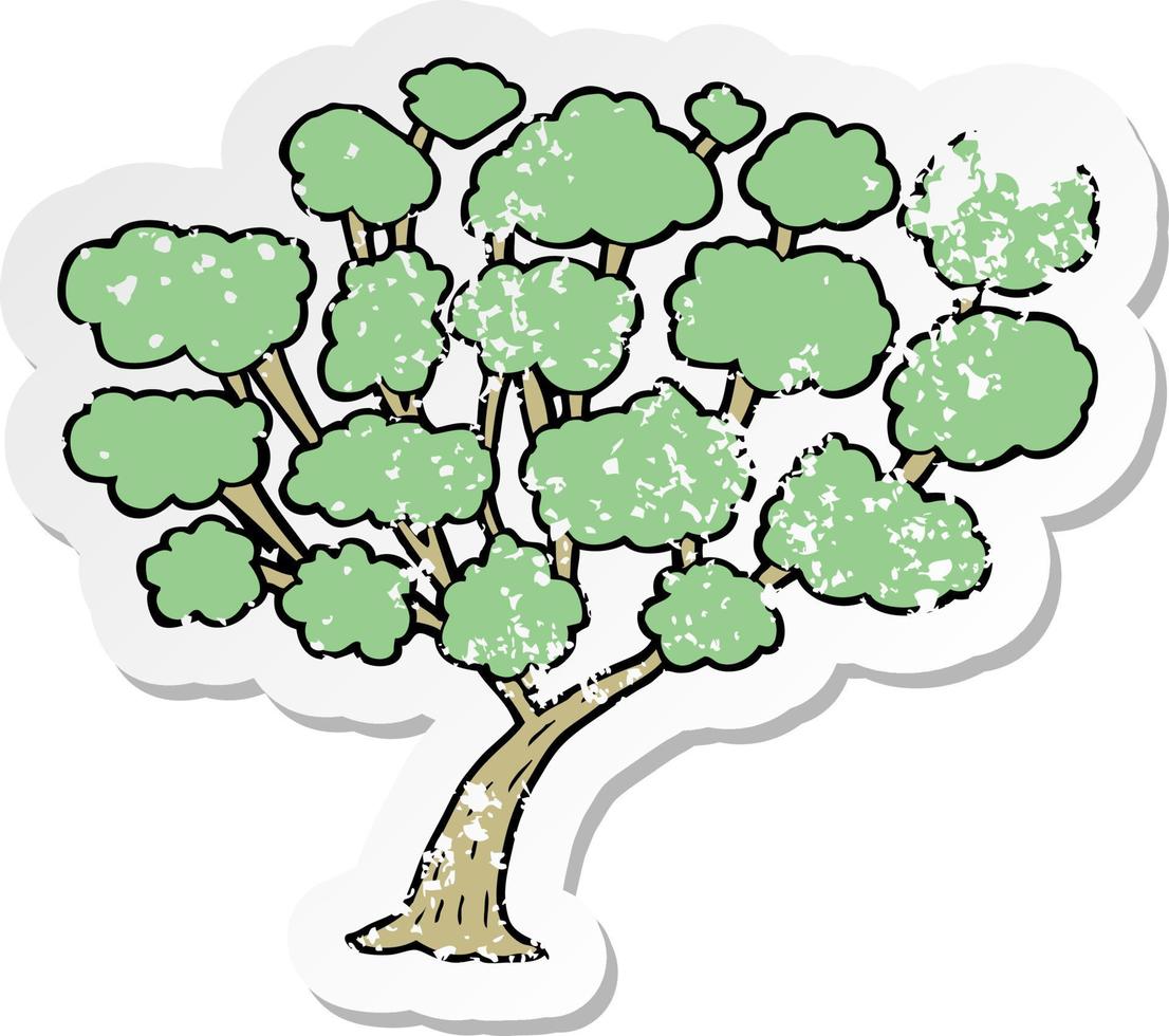 retro distressed sticker of a cartoon tree vector