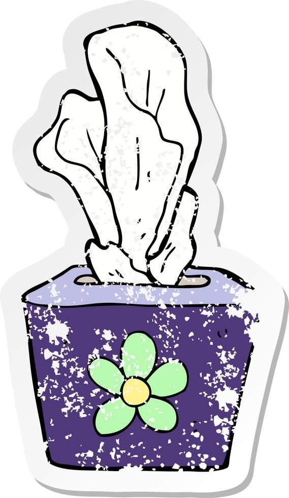 distressed sticker of a cartoon box of tissues vector
