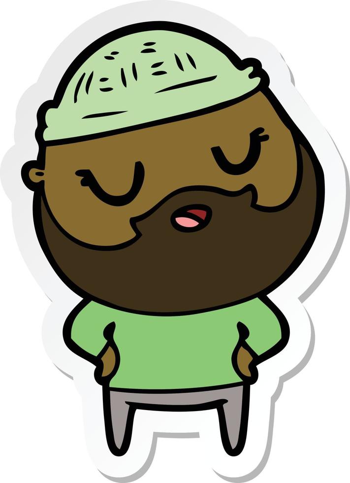 sticker of a cute cartoon man with beard vector