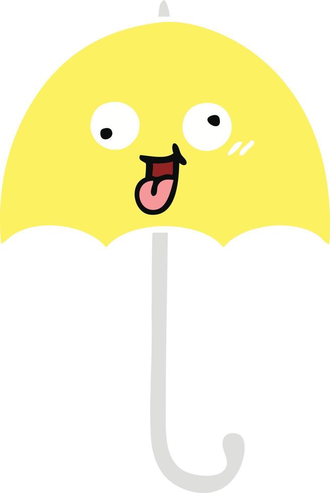 flat color retro cartoon umbrella vector