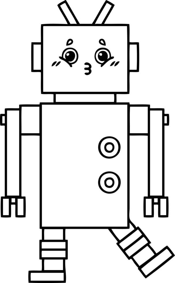line drawing cartoon robot vector