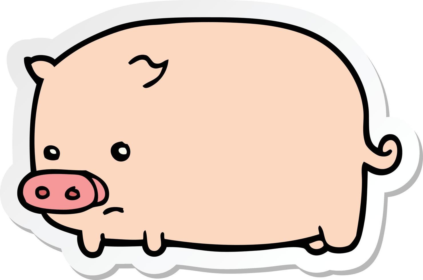 sticker of a cute cartoon pig vector