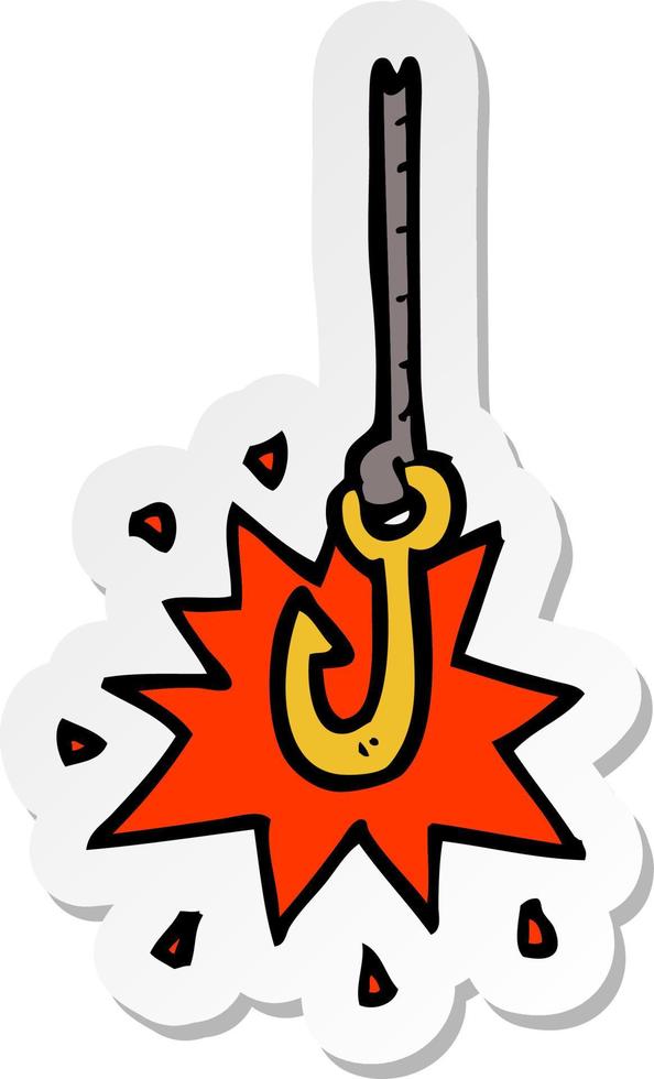 sticker of a cartoon hook vector