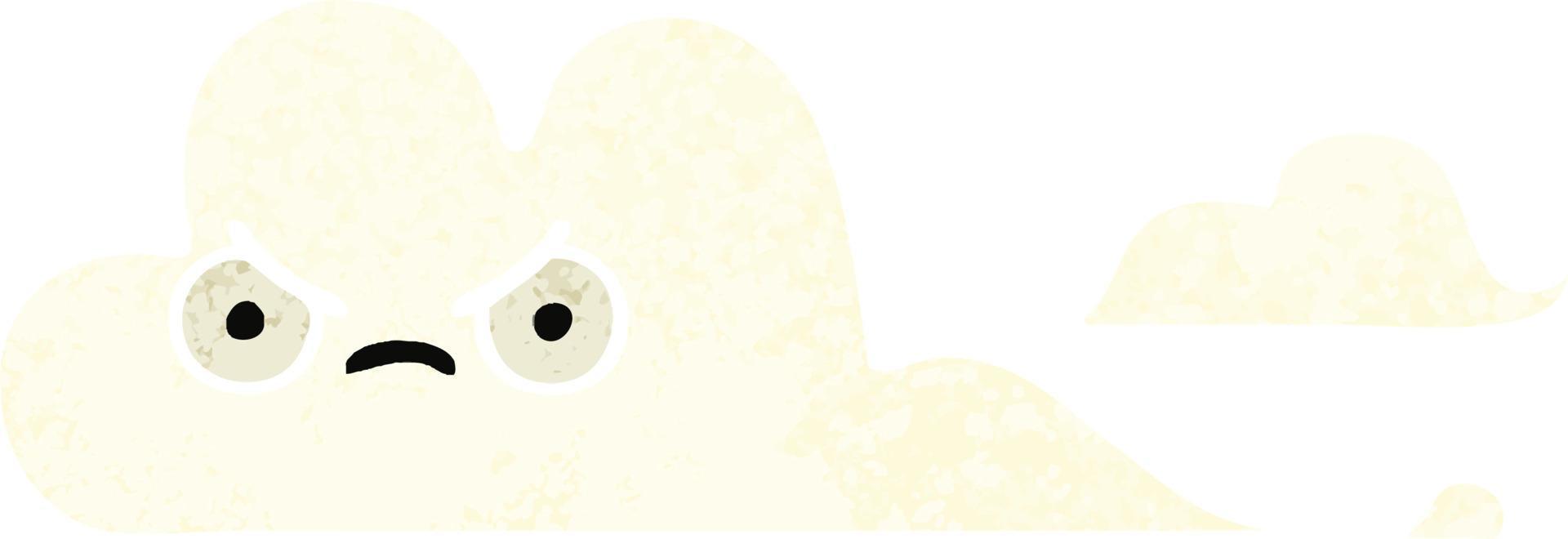 retro illustration style cartoon white cloud vector