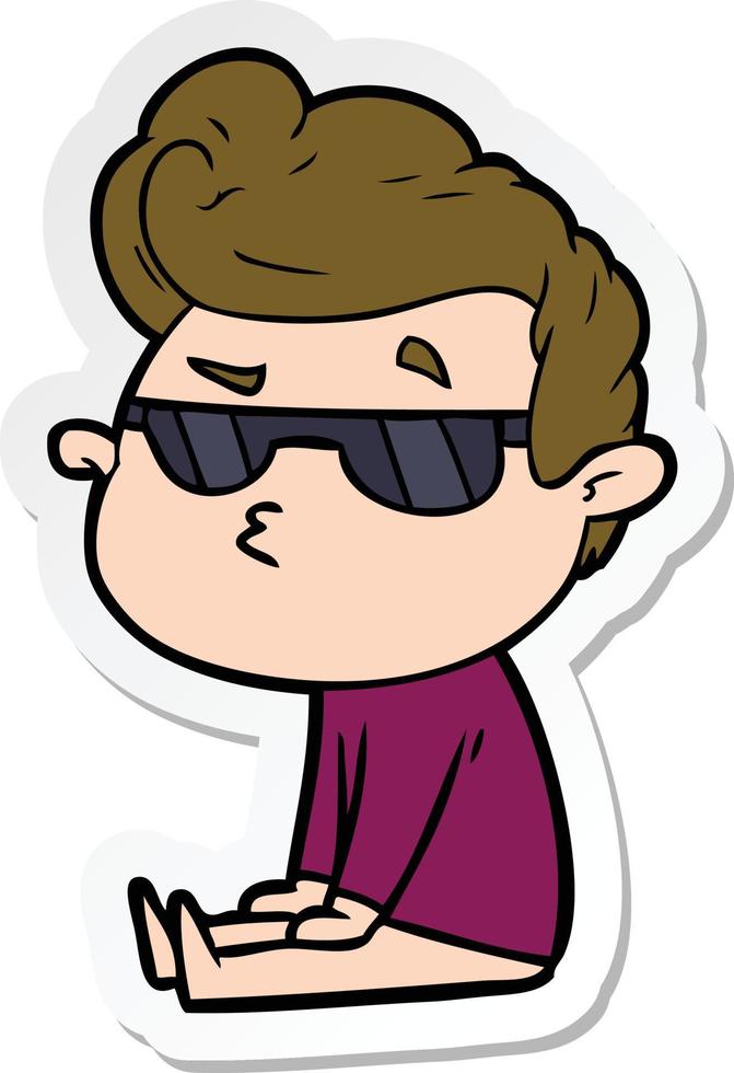 sticker of a cartoon cool guy vector