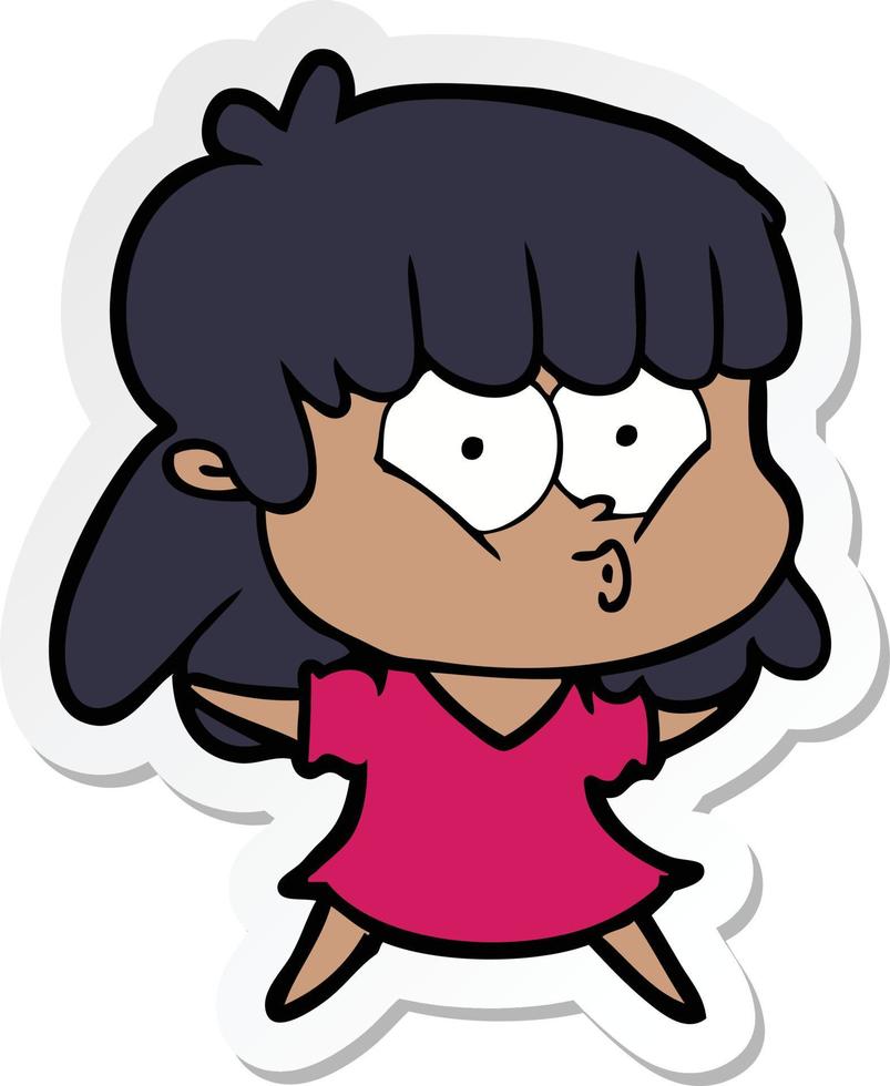 sticker of a cartoon whistling girl vector