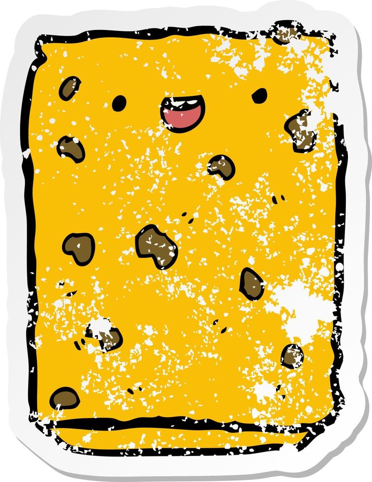 distressed sticker of a cartoon biscuit vector