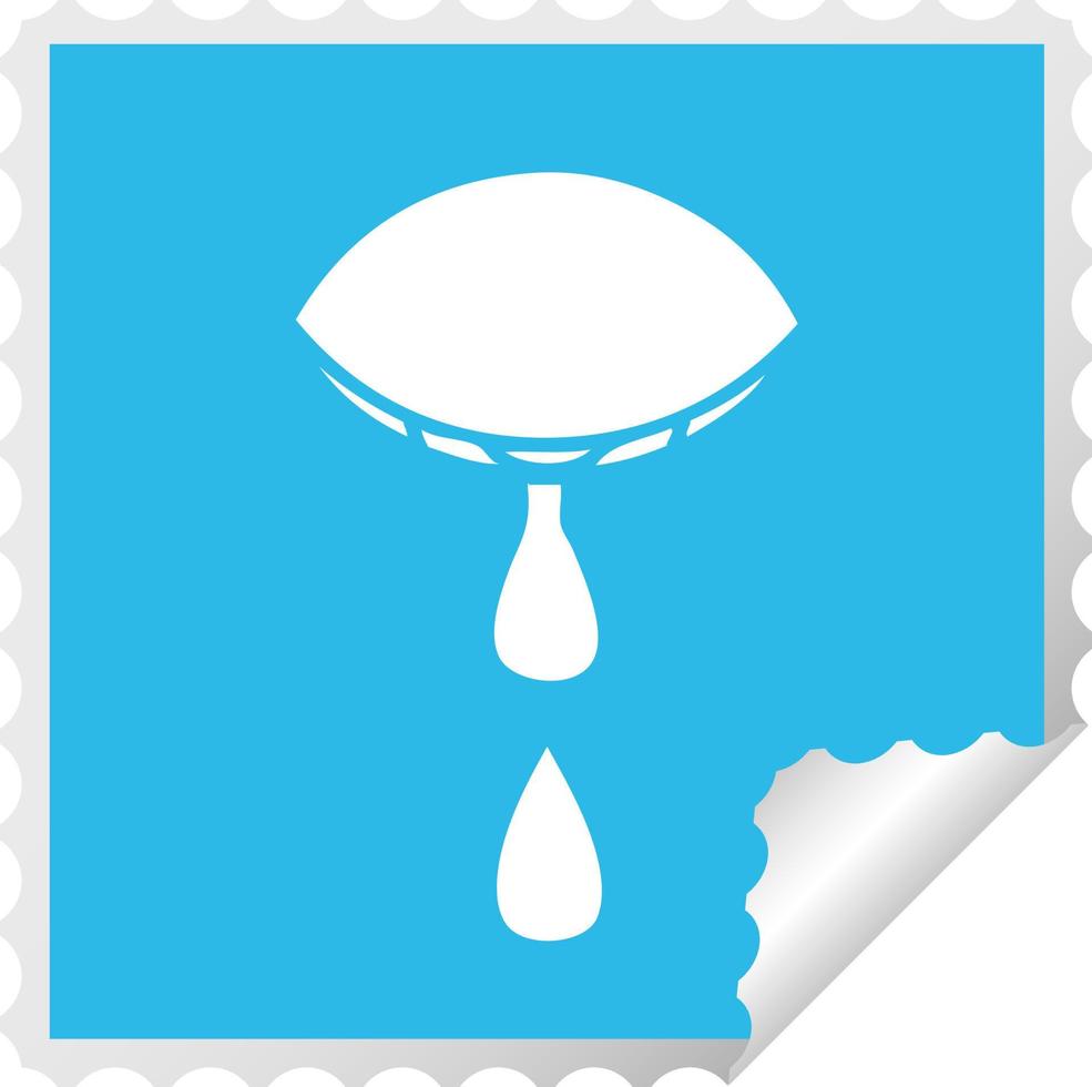 square peeling sticker cartoon crying eye vector