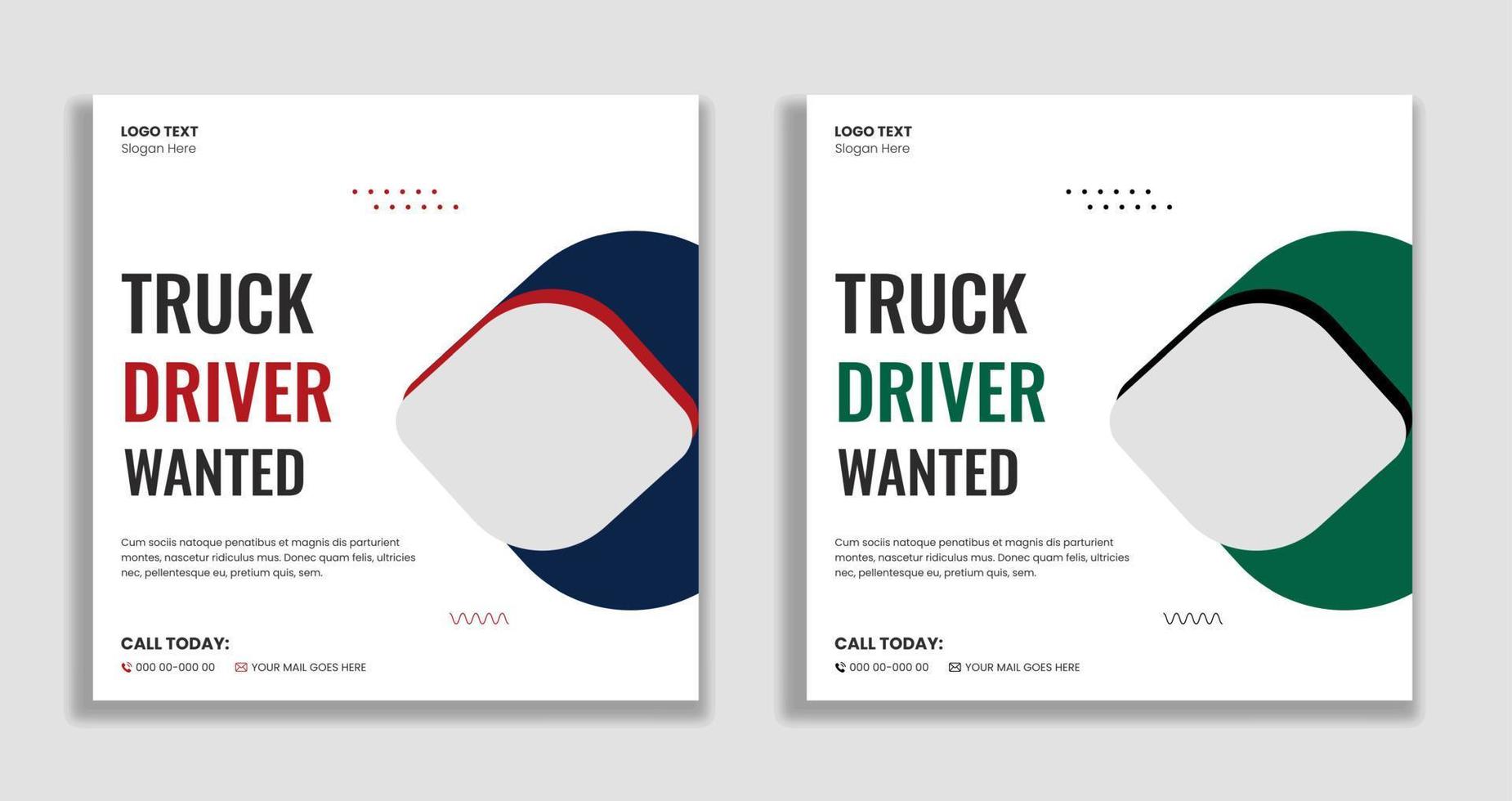 Truck driver wanted social media and web banner template vector