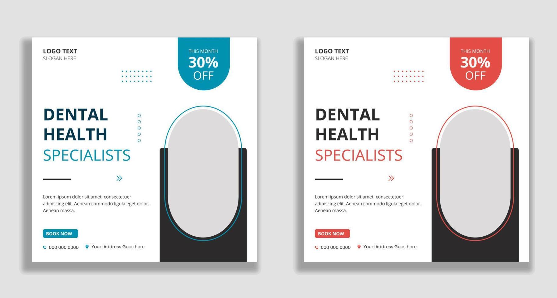 Dental clinic social media post banner template vector