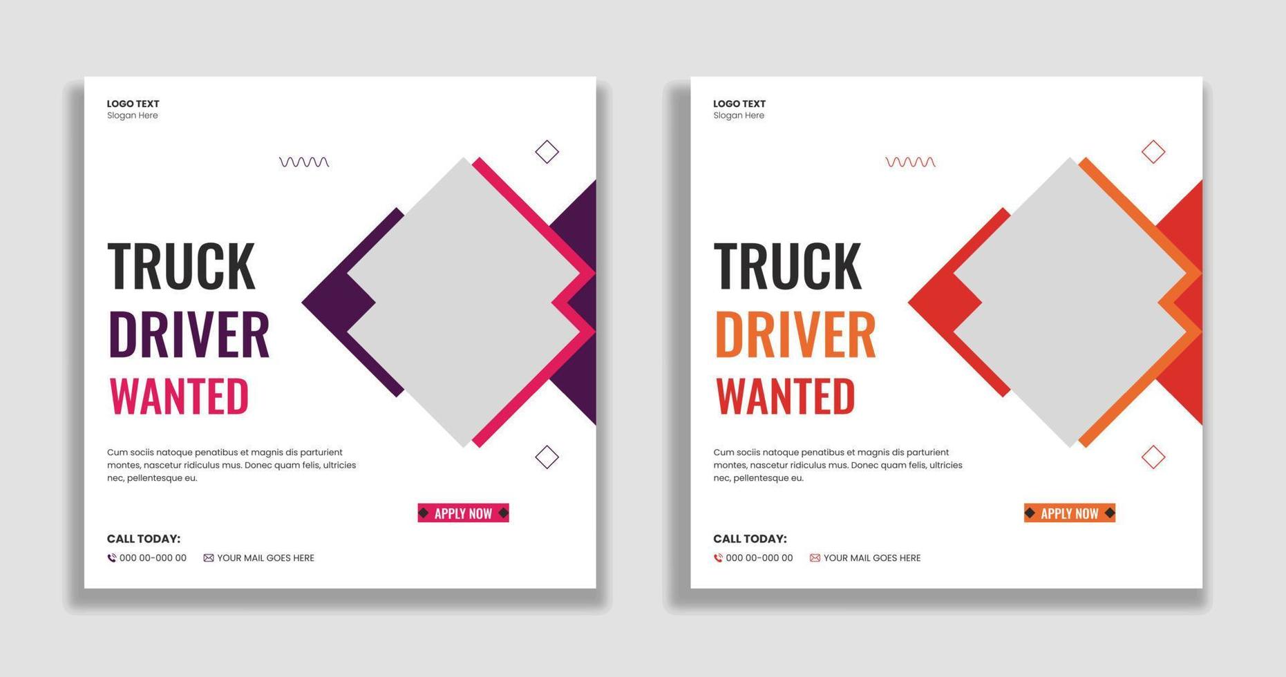 Truck driver wanted social media and web banner vector