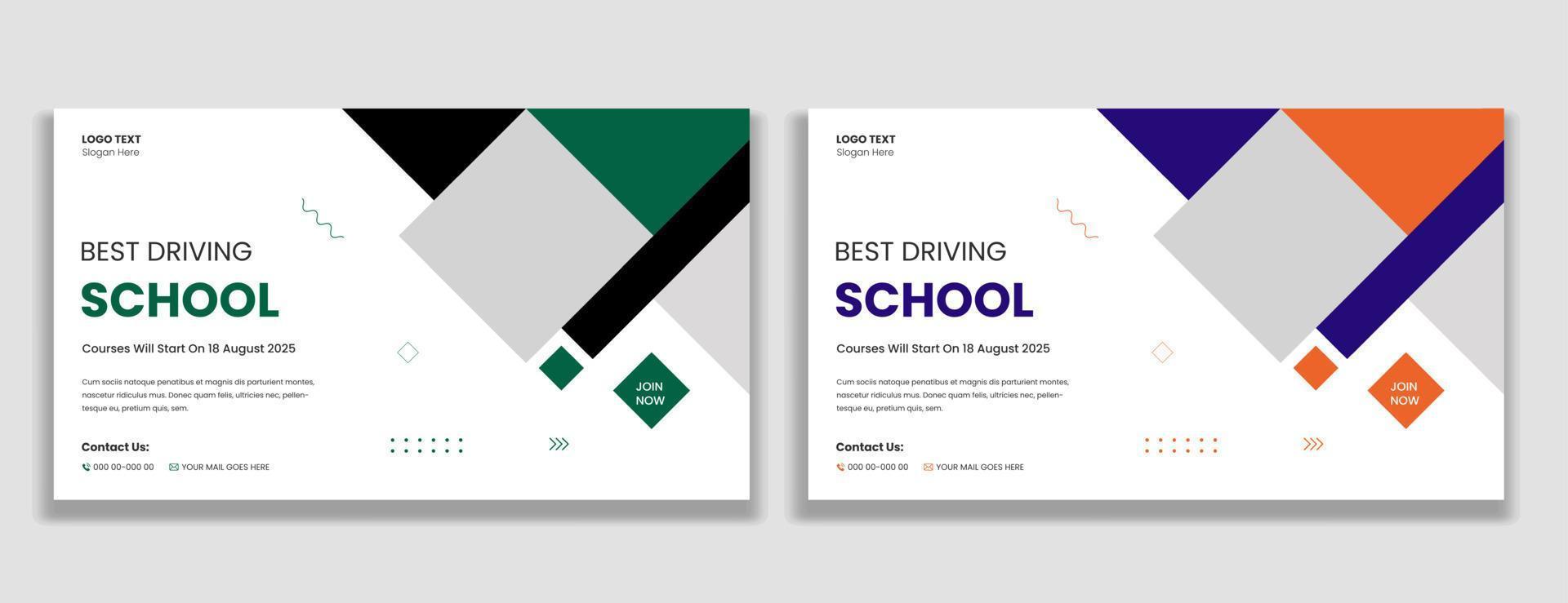 Car driving school web and social media banner template vector