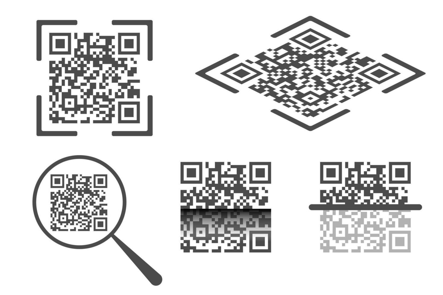 QR scan code icon set for mobile application. Payment technology pictograms. Vector illustration.