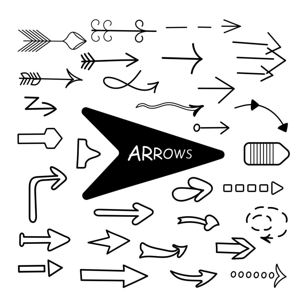 Hand drawn set of arrows. vector