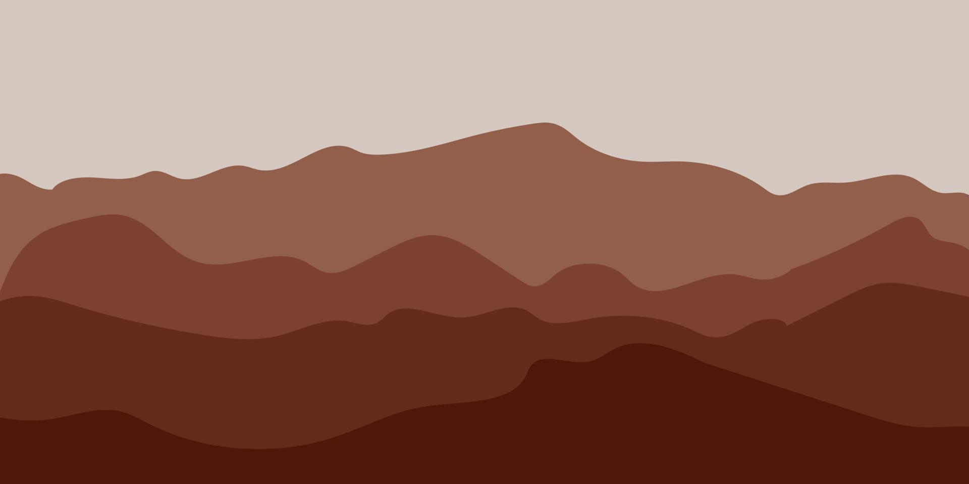 Mountain Vector Art. Sun is behind the mountains. Background for website. Poster, banner.  Desert color.