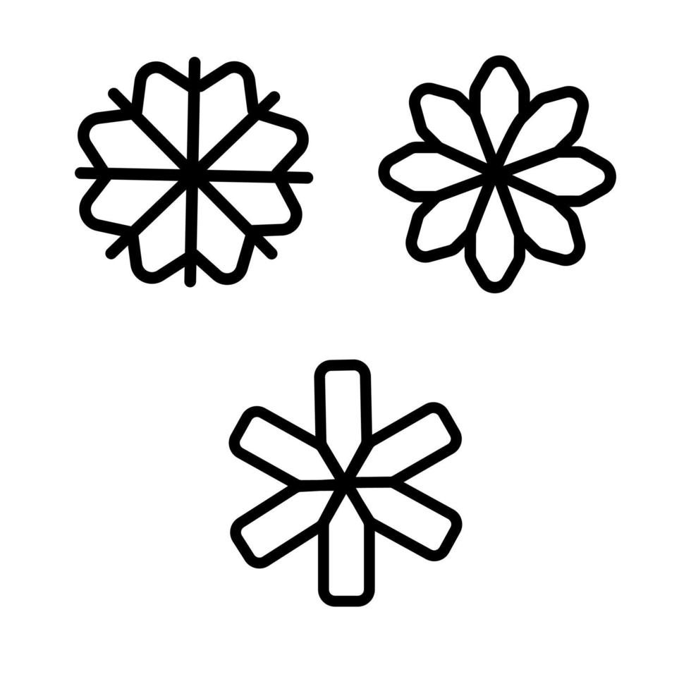 Set snowflakes linear. Isolated on white background. Vector illustration. For greeting card, invitation, tag.