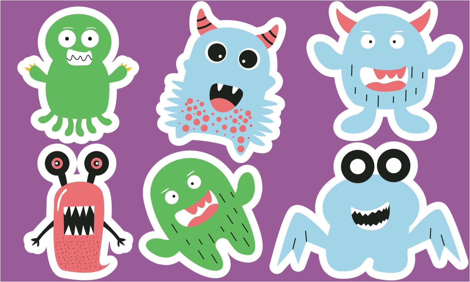 Seamless pattern with funny monsters. Sticker monster vector