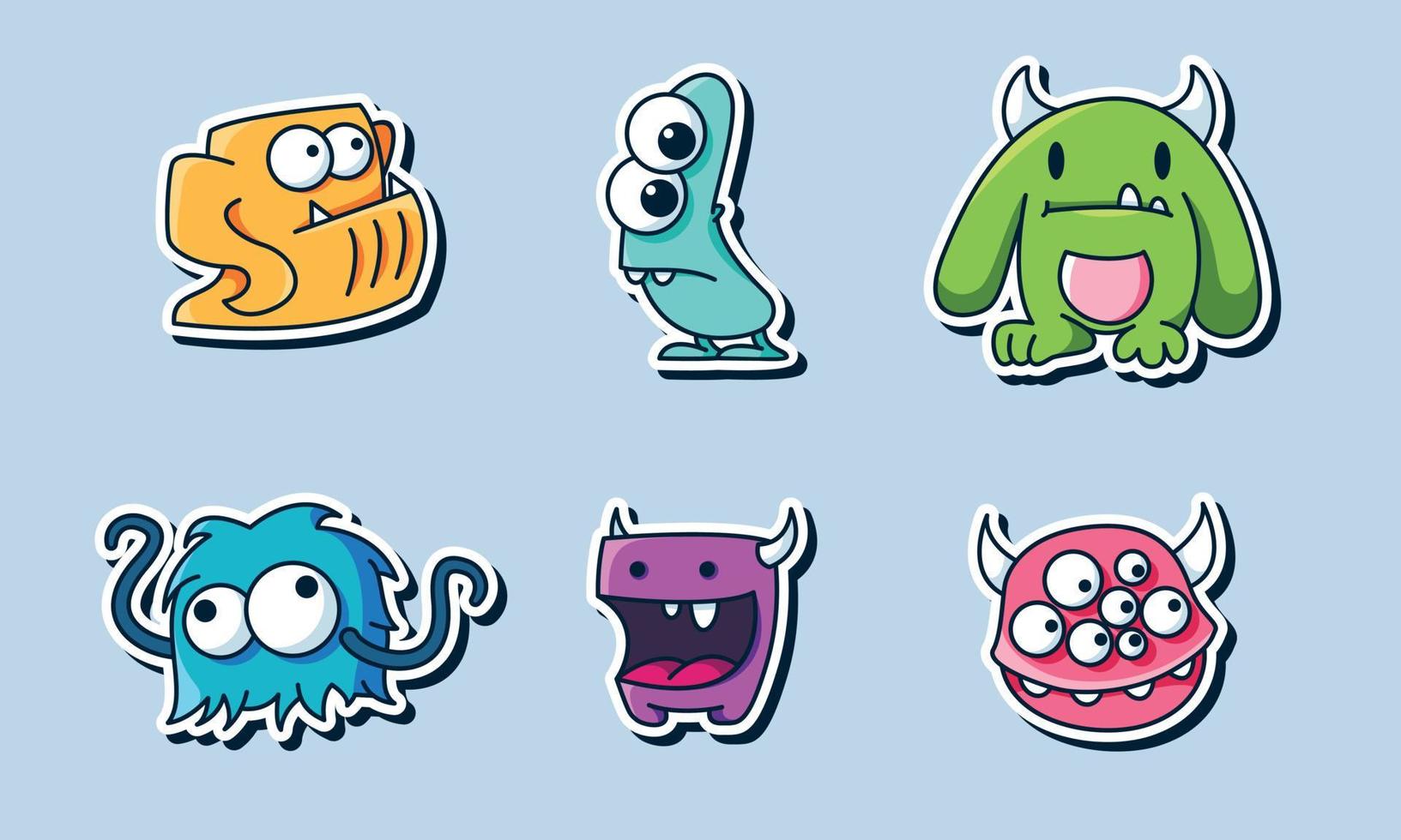 Seamless pattern with funny monsters. Sticker monster vector