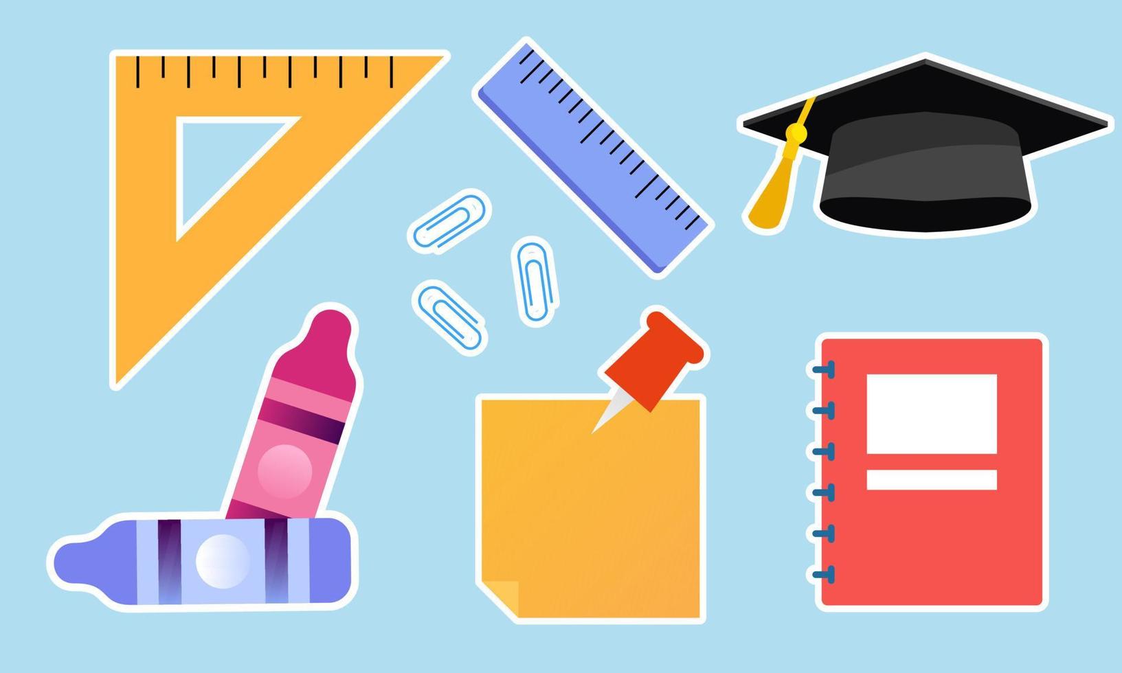 Stickers with school supplies collection. Back to school vector