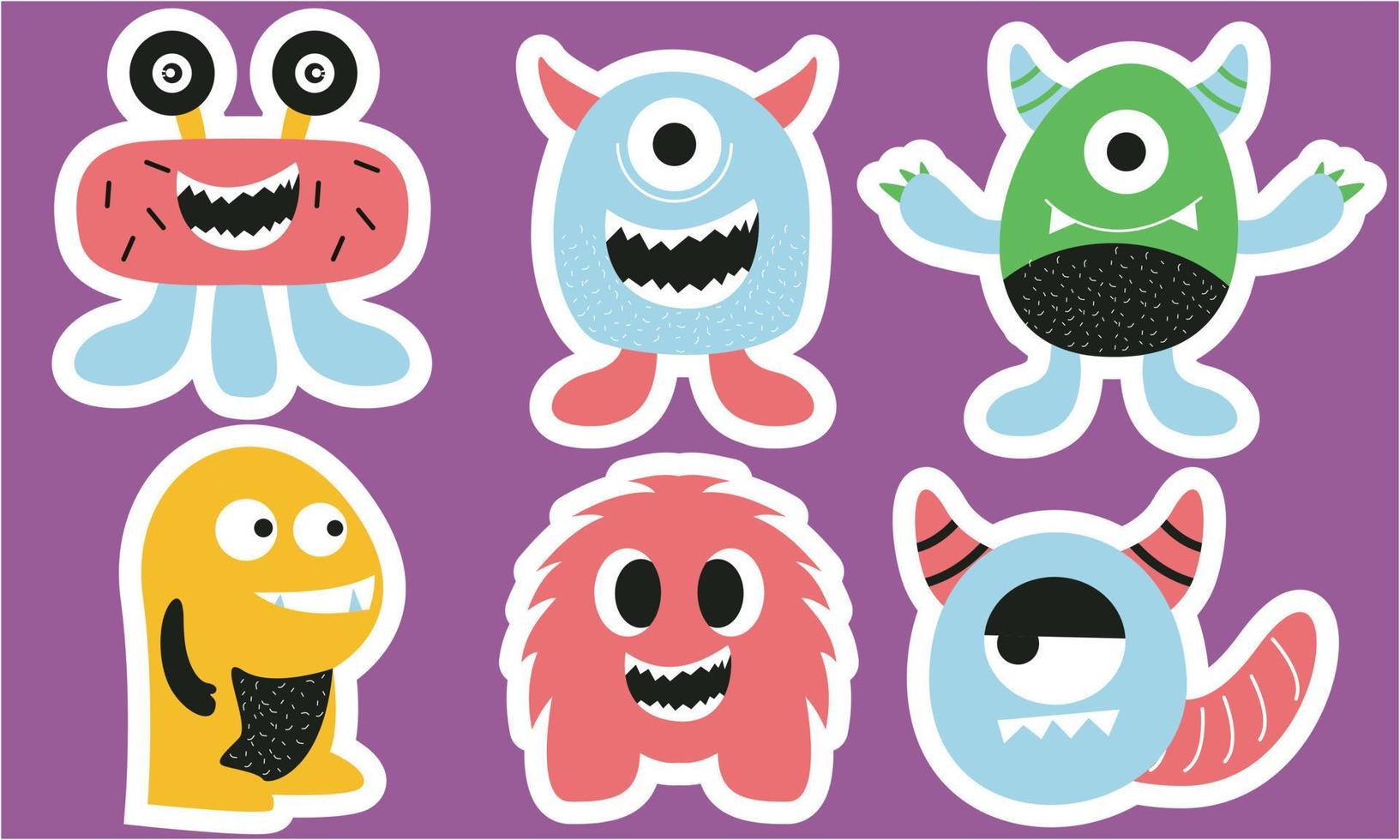 Seamless pattern with funny monsters. Sticker monster vector