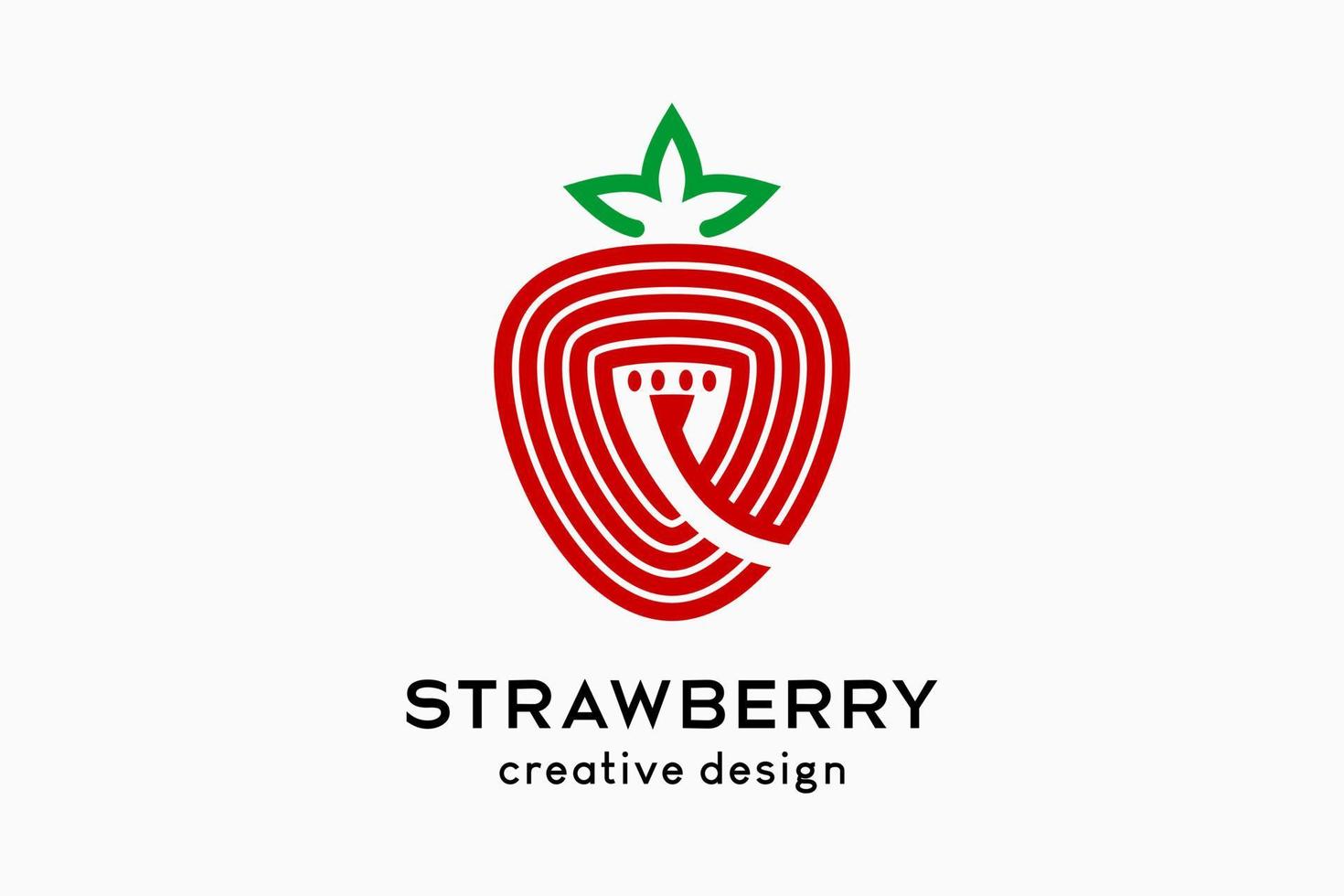 P shape strawberry logo design with creative concept vector