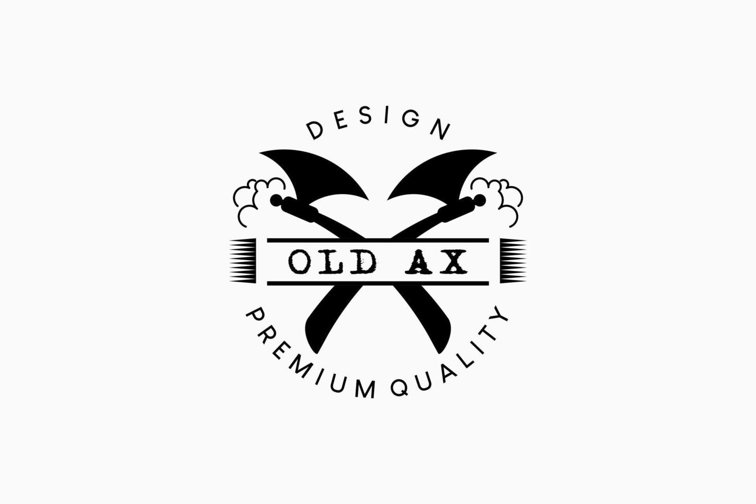 An ancient ax logo design with a creative vintage concept vector