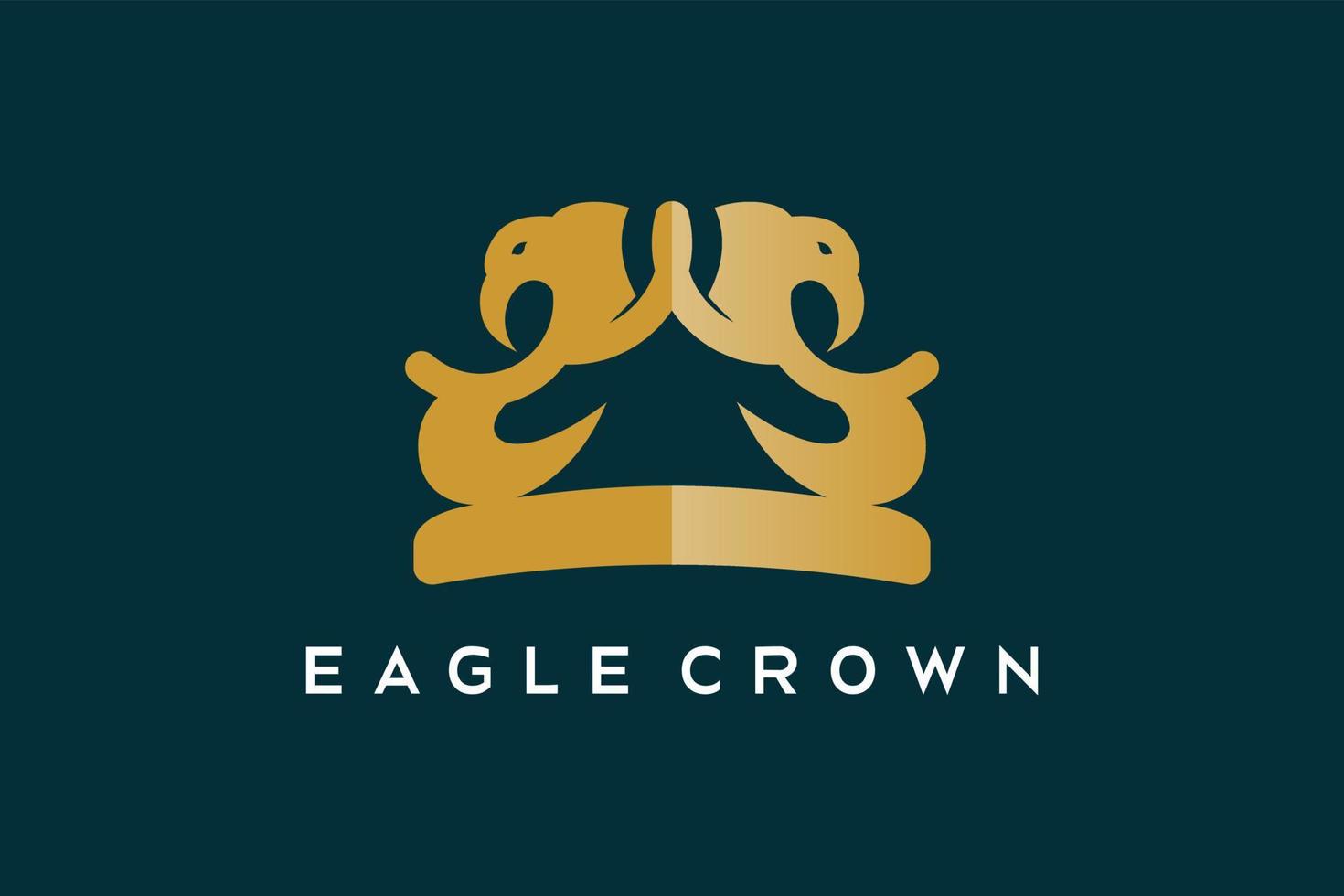 diseño de símbolo de logotipo de corona de oro de lujo abstracto combinado con cabeza de águila en concepto creativo vector