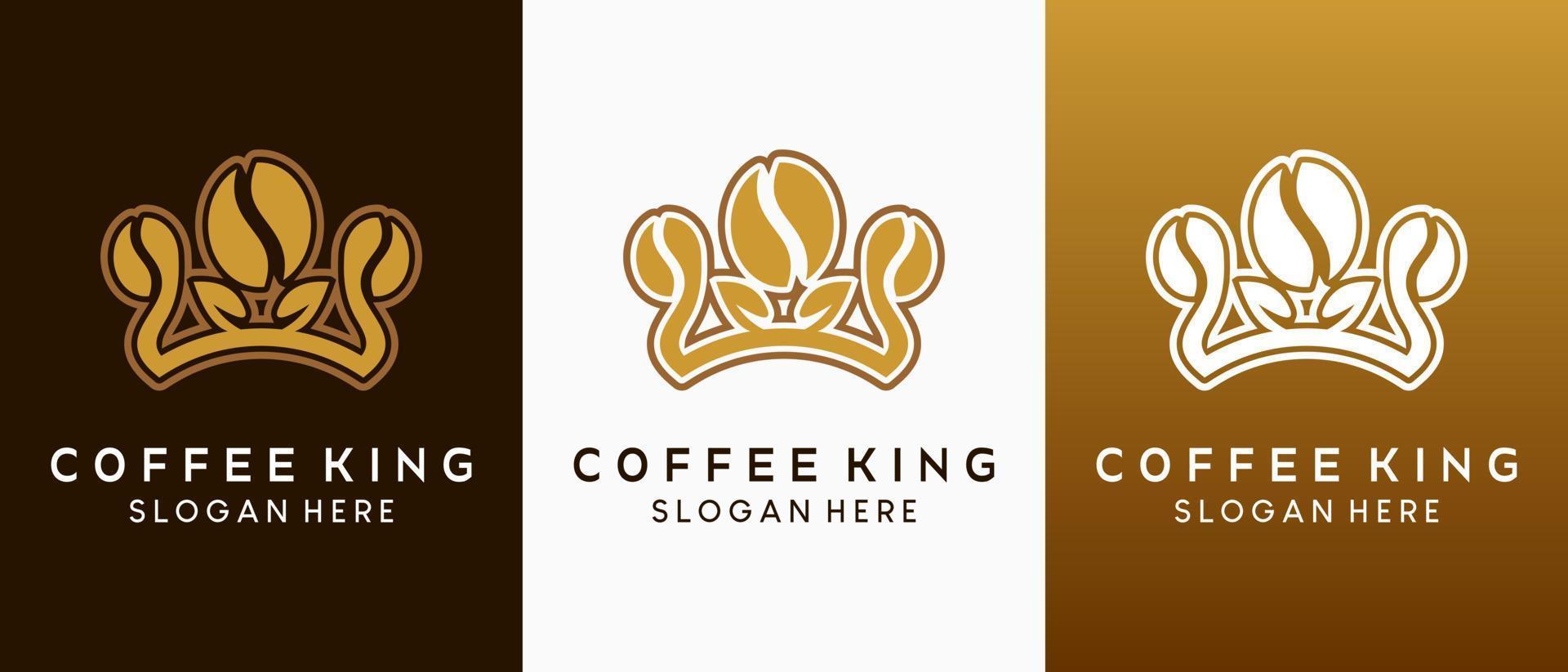 Coffee king logo design with creative concept, crown icon combined with coffee bean icon vector