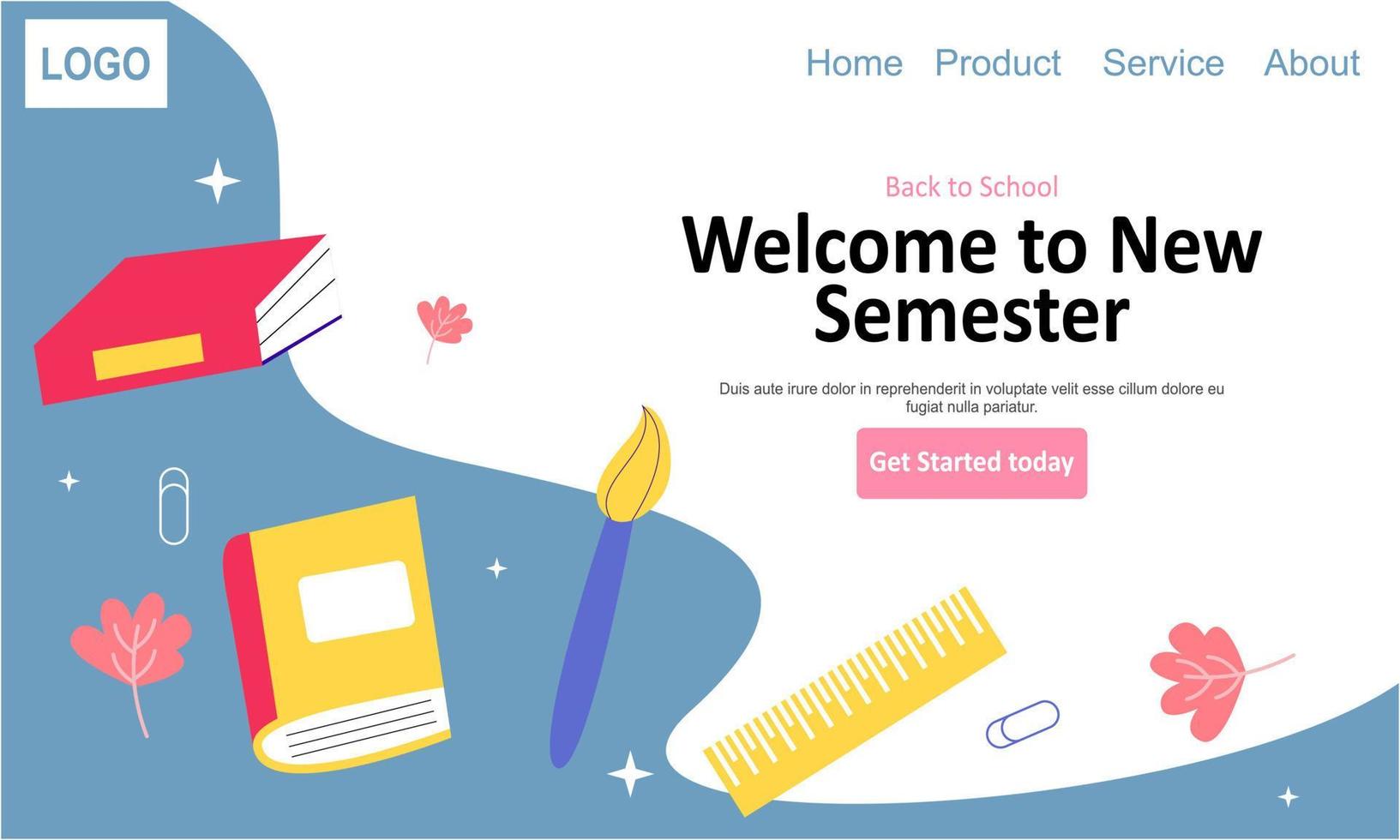 Back to school banner template landing page vector