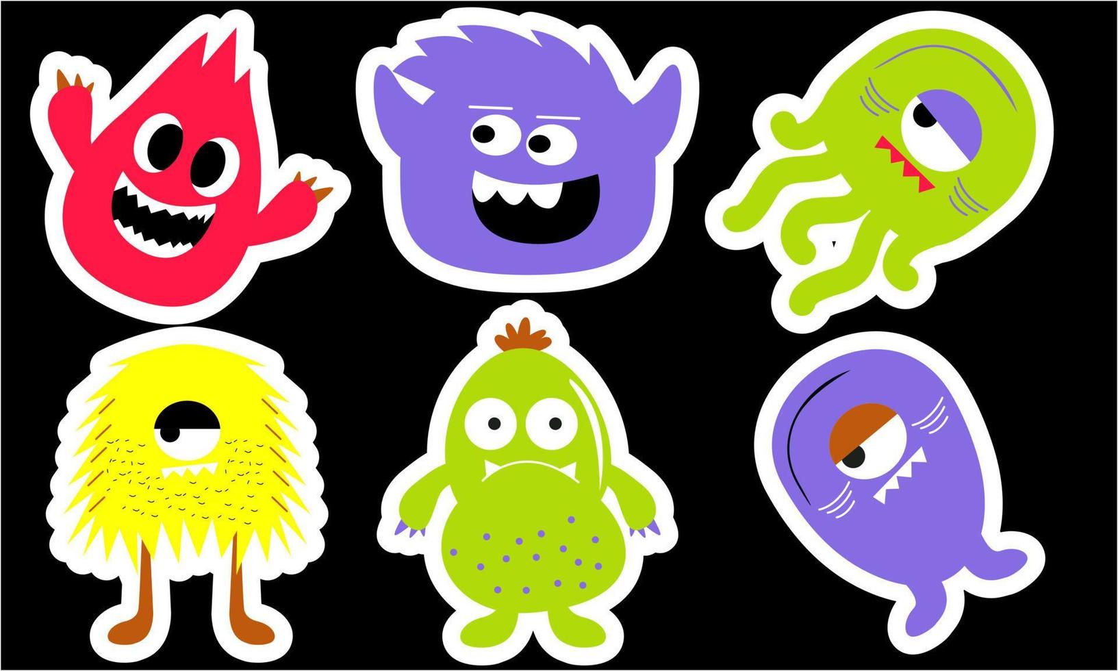 Seamless pattern with funny monsters. Sticker monster vector